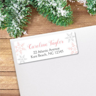 Pink Snowflakes Baby Shower Winter Label