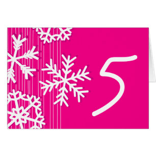 Pink Snowflakes Christmas Table Number Card