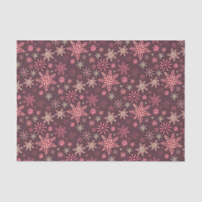 Pink Snowflakes Christmas Tissue Paper (Front)