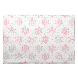 Pink Snowflakes Cloth Placemat