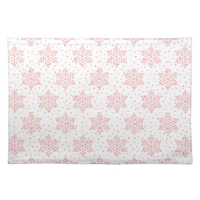 Pink Snowflakes Cloth Placemat (Front)