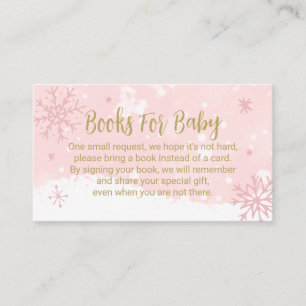 Pink Snowflakes Girl Baby Shower Books For Baby Enclosure Card