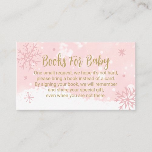 Pink Snowflakes Girl Baby Shower Books For Baby Enclosure Card