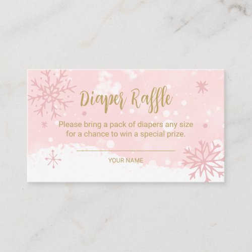 Pink Snowflakes Girl Baby Shower Diaper Raffle  Enclosure Card