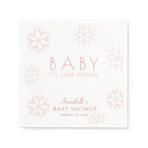 Pink Snowflakes Girl Baby Shower Napkins
