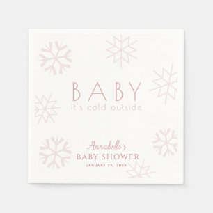Pink Snowflakes Girl Baby Shower Napkins