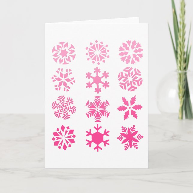 Pink Snowflakes - Greeting Card (Front)