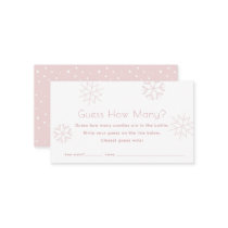 Pink Snowflakes Guess How Many Baby Shower Game Enclosure Card