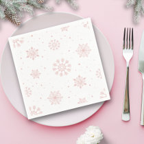 Pink Snowflakes It's Cold Outside Baby Shower Napkins