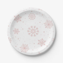 Pink Snowflakes It's Cold Outside Baby Shower Paper Plates