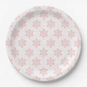 Pink Snowflakes Paper Plates