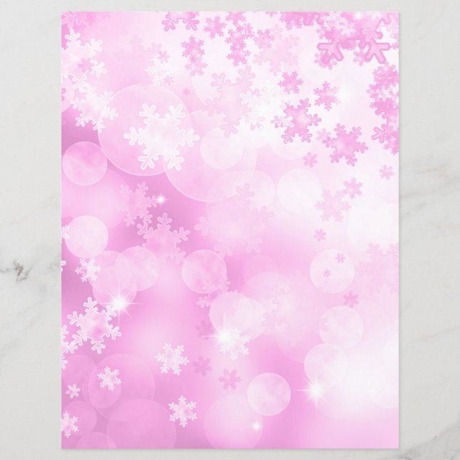 Pink Snowflakes Scrapbook Paper (Front)