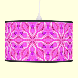 Pink Snowflakes Spinning in Abstract Winter Hanging Pendant Lamp