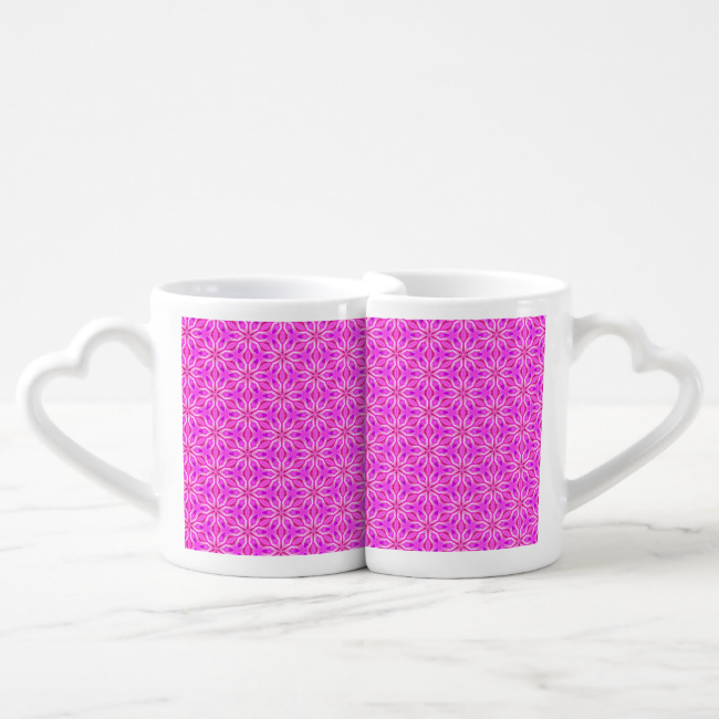 Pink Snowflakes Spinning in Abstract Winter Lovers Mugs
