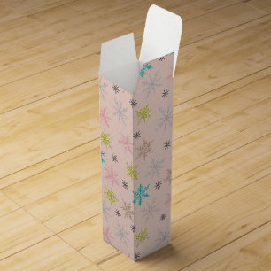 Pink Snowflakes Turquoise Lime Green Gray Wine Box