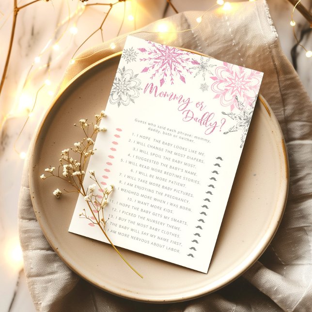 Pink snowflakes Who Said It Mommy or Daddy game (Creator Uploaded)