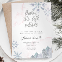 Pink Snowflakes Winter Baby Shower Invitation