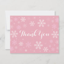 Pink Snowflakes Winter Thank You Card