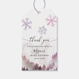 Pink Snowflakes Winter Wonderland Baby Shower Gift Tags