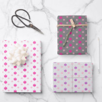 Pink Snowflakes Wrapping Paper Sheets