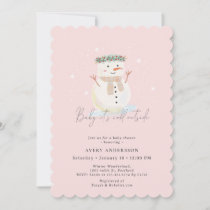 Pink Snowman Baby It's Cold Outside Baby Shower Invitation