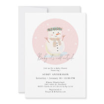 Pink Snowman Baby It's Cold Outside Baby Shower Invitation