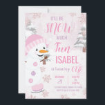 Pink Snowman Birthday Invitation<br><div class="desc">Bring the magic of winter to your little one’s celebration with our Pink Snowman Birthday Invitation! Featuring a whimsical pink snowman and delicate winter accents. Perfect for a Winter ONEderland celebration,  it combines playful holiday vibes with a touch of girly elegance. BRT207</div>