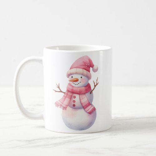 Pink Snowman Christmas Coffee Mug