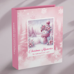 Pink Snowman Christmas Keepsake Photo Album Winter 3 Ring Binder