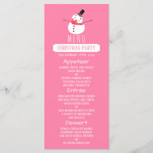 Pink Snowman, Christmas Party Menu