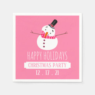 Pink Snowman, Christmas Party Napkins