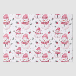 Pink Snowman Christmas Tissue Paper