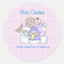 Pink Snowman Family Custom Christmas Holiday