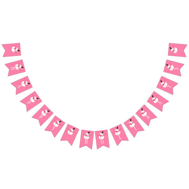 Pink Snowman, Happy Holidays Bunting Flags (All)