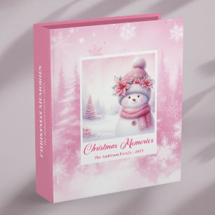 Pink Snowman Kids Christmas Album Festive Gift 3 Ring Binder