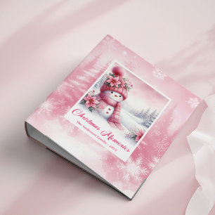 Pink Snowman Kids Memory Album Lovely Xmas Gift 3 Ring Binder