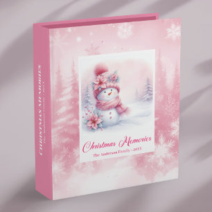 Pink Snowman Kids Memory Album Lovely Xmas Gift 3 Ring Binder