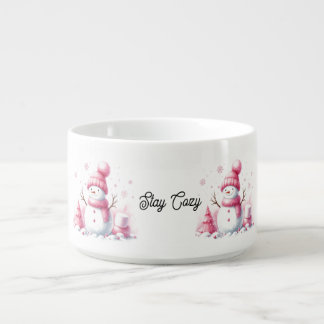 Pink Snowman Marshmallow Coziness Bowl
