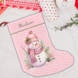 Pink Snowman Polka Dot Custom Christmas Stocking<br><div class="desc">Pink Vintage Snowman Polka Dot Custom Christmas Stocking. Ready to be personalized!</div>