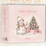 Pink Snowman Vintage Christmas Name Photo Album 3 Ring Binder<br><div class="desc">This personalized 3-ring binder is prepared to use as a lovely photo album or scrapbook for your baby girl's first Christmas or any little girl’s holiday memories. With a charming blush pink snowman and Christmas tree design, it brings vintage holiday vibes. Customize the text to create a unique, organized way...</div>