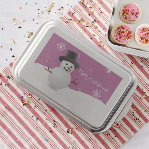 Pink Snowman Winter Scenery Christmas Cake Pan