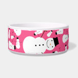 Pink snowmen bowl<br><div class="desc">Cute cartoon snowman with black hat, stick arms, black buttons and an orange carrot nose, with a pink background pattern background. Cute snowman gift ideas for kids and girls and boys. Cute christmas snowman gift ideas.</div>