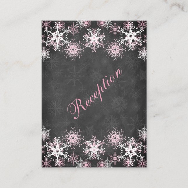 Pink Snowy Chalkboard Wedding Enclosure Card (Front)