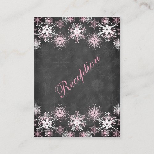 Pink Snowy Chalkboard Wedding Enclosure Card