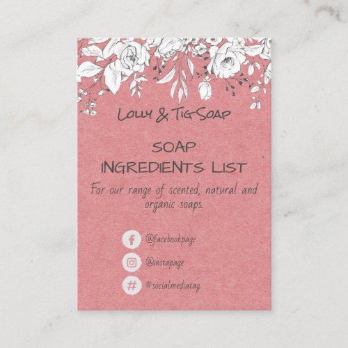 Pink Soap Fragrance Ingredients Business Card