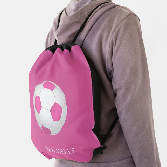 pink soccer ball -  add name   drawstring bag (Insitu)