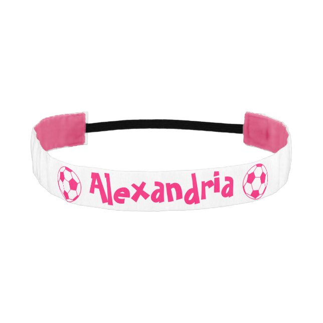 Pink Soccer Ball Athletic Headband (Front)