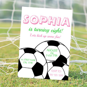 Pink Soccer Ball Birthday Invitation for Girls