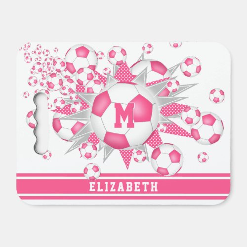 Pink soccer ball blowout personalized  seat cushion