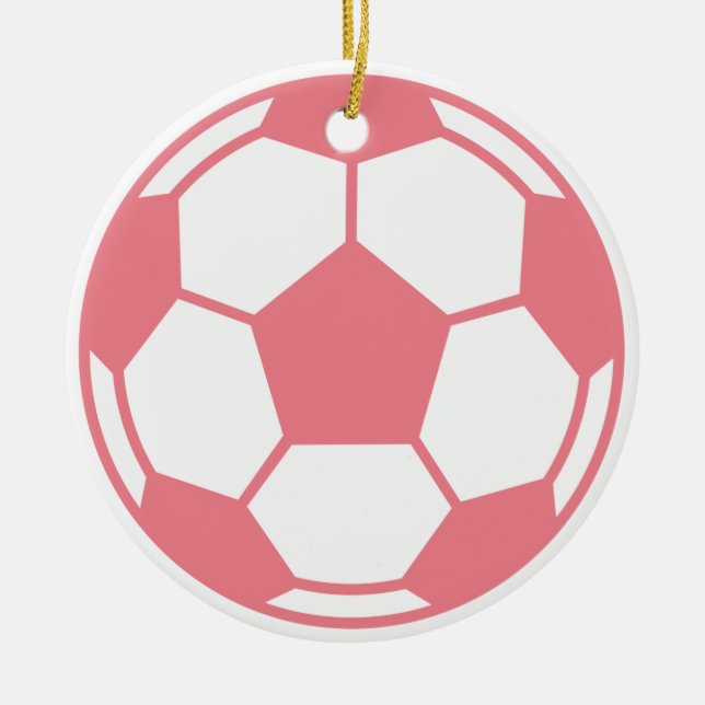 Pink Soccer Ball Ceramic Ornament (Front)
